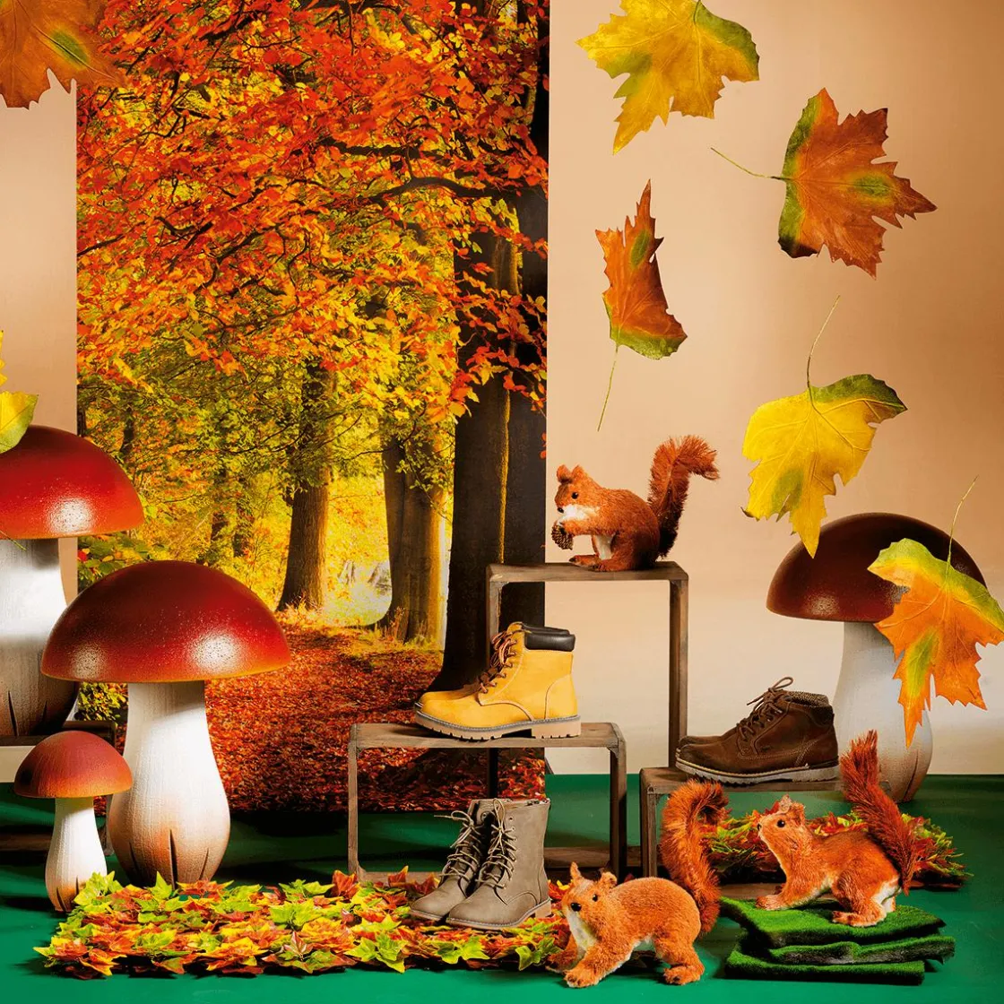 DecoWoerner Decoración De Otoño|Paredes De Plantas>Panel Con Hojas De Otoño Artificial 50 X 50 Cm
