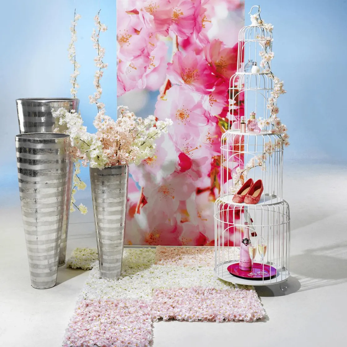DecoWoerner Paredes De Plantas>Panel De Flores De Cerezo Artificial, 40 X 60 Cm