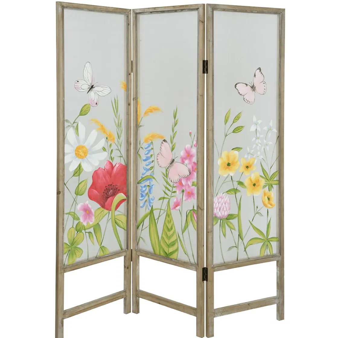 DecoWoerner Expositores Para Tiendas>Pantalla De Madera Y Lona De Gasa, 180 Cm De Altura