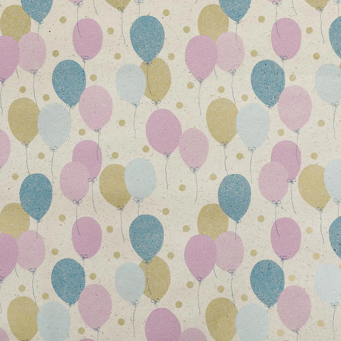 DecoWoerner Papel De Regalo|Go Green - Envoltorio Para Regalo Ecológico>Papel De Hierba Reciclado Con Globos De Colores, 50 Cm, 50 M