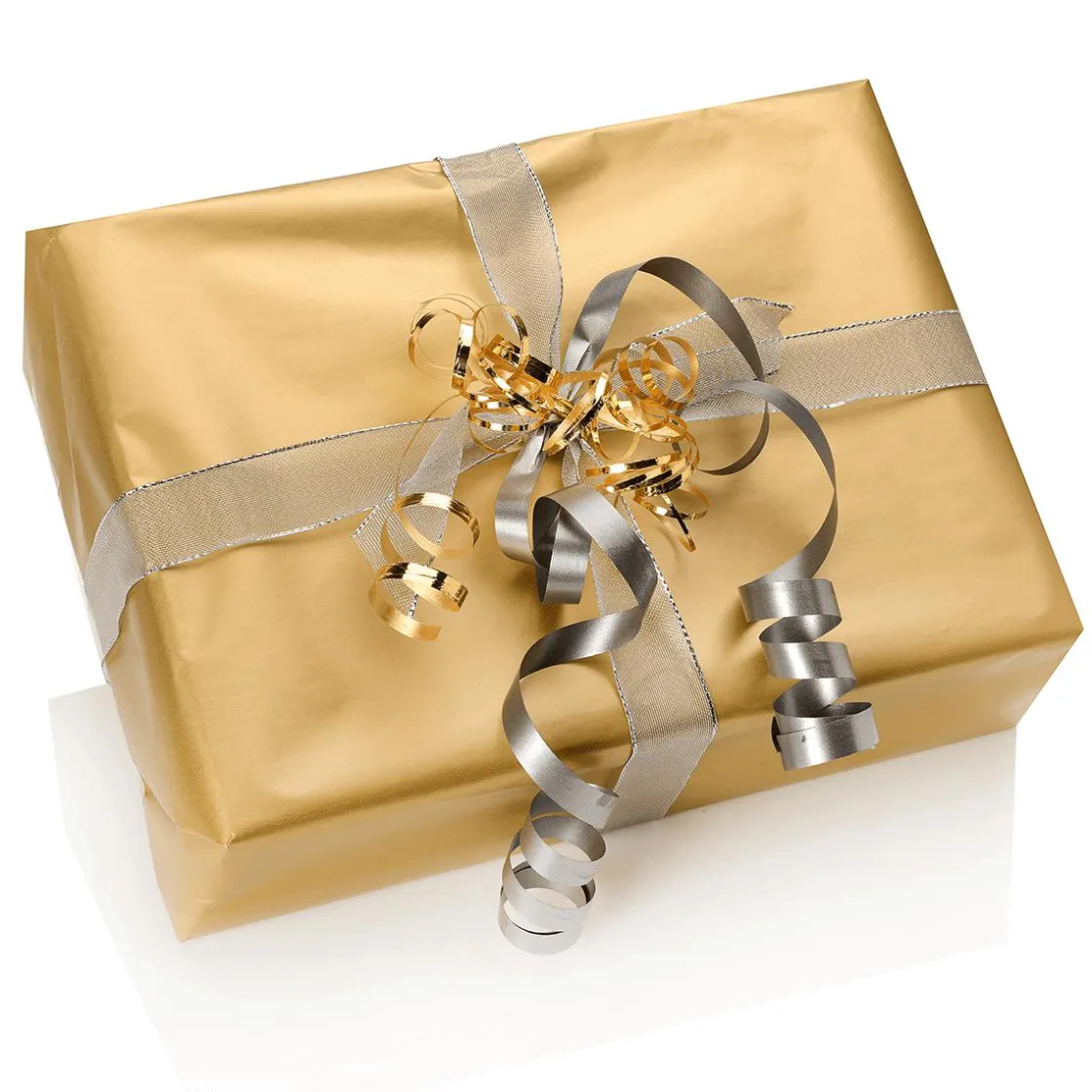 DecoWoerner Papel De Regalo|Go Green - Envoltorio Para Regalo Ecológico>Papel De Regalo Navideño Sostenible De Doble Cara Con Abetos Y Estrellas En Dorado - Bobina De Papel De Regalo De 50 M