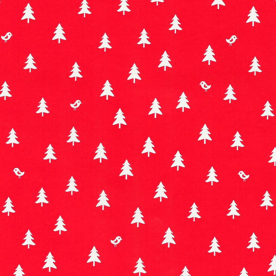 DecoWoerner Papel De Regalo|Go Green - Envoltorio Para Regalo Ecológico>Papel De Regalo Navideño Sostenible De Color Con Abetos Blancos - Bobina De Papel De Regalo De 50 M