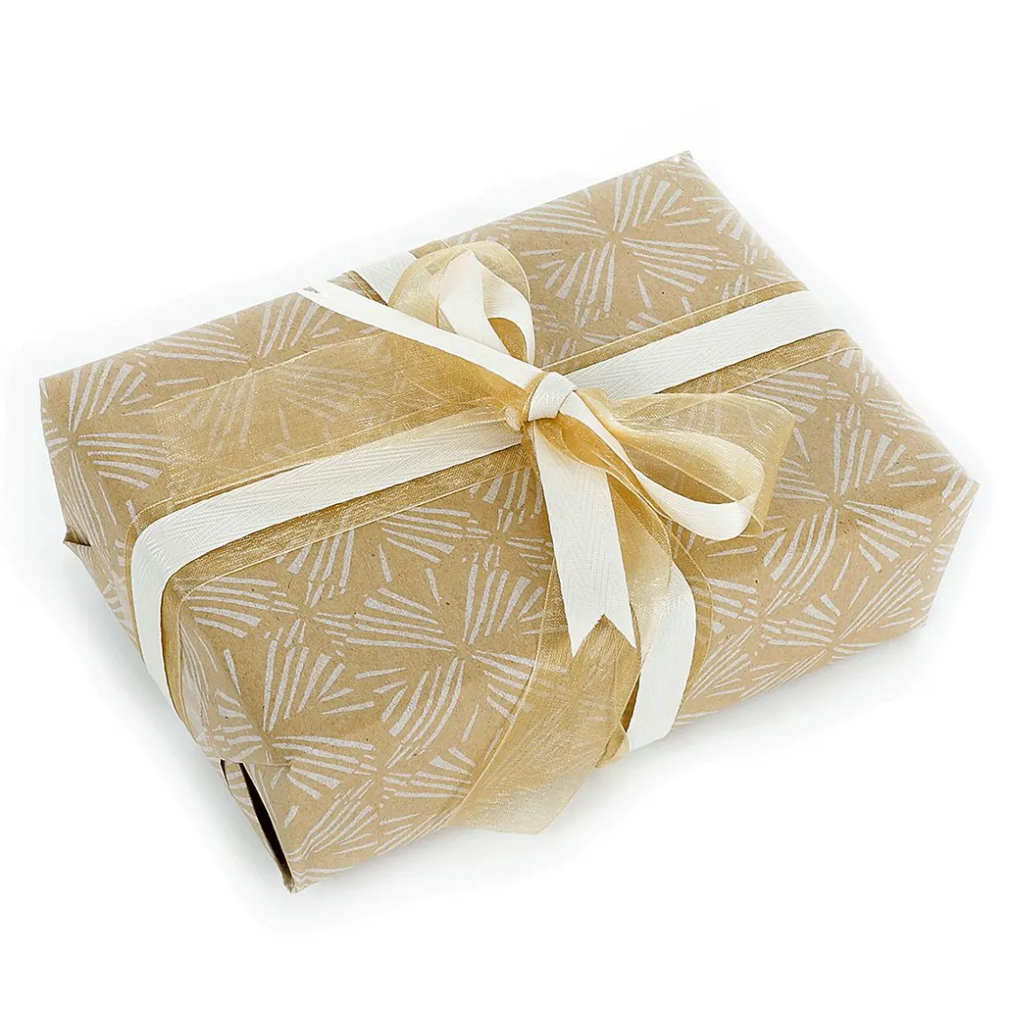 DecoWoerner Papel De Regalo|Go Green - Envoltorio Para Regalo Ecológico>Papel Kraft Reciclado Con Motivos Geométricos Blancos - Rollo De Papel De Envolver De 50 M