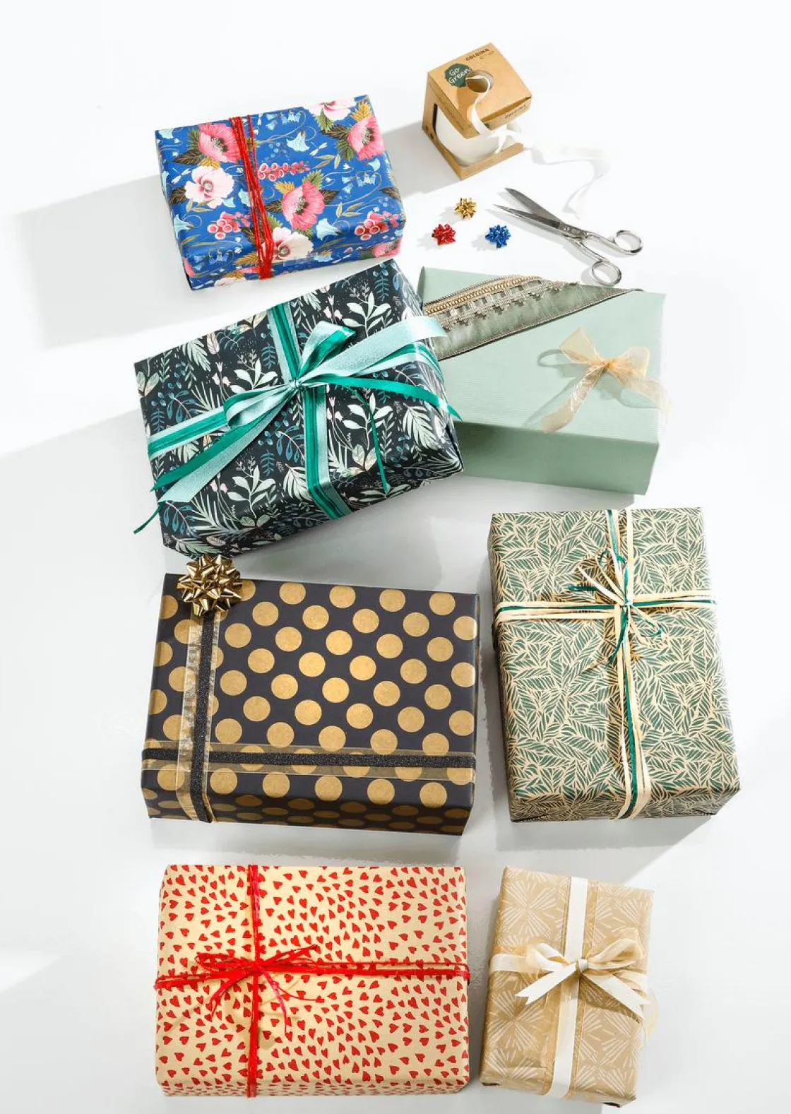 DecoWoerner Papel De Regalo|Go Green - Envoltorio Para Regalo Ecológico>Papel Kraft Reciclado Con Motivos Geométricos Blancos - Rollo De Papel De Envolver De 50 M