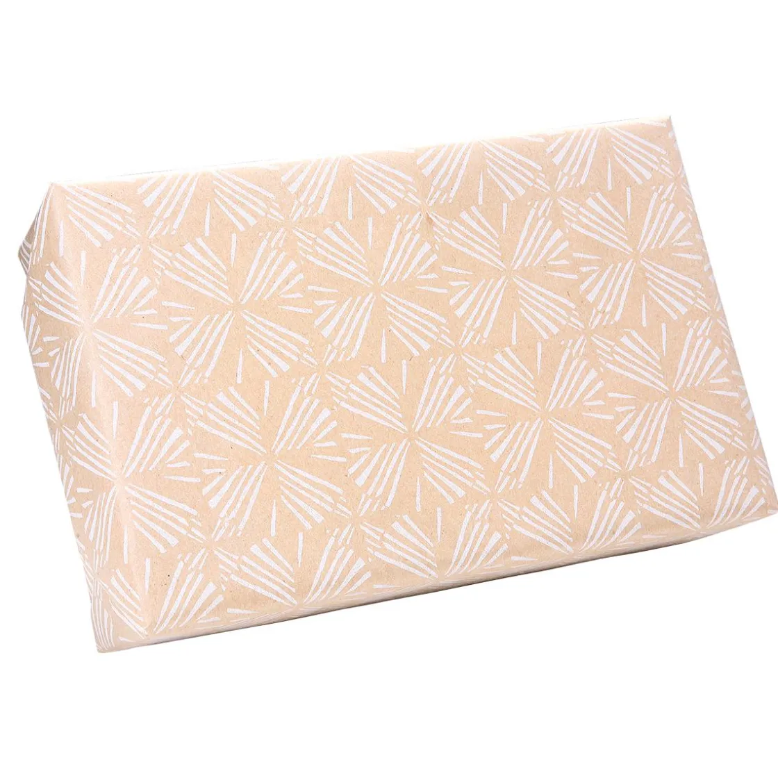 DecoWoerner Papel De Regalo|Go Green - Envoltorio Para Regalo Ecológico>Papel Kraft Reciclado Con Motivos Geométricos Blancos - Rollo De Papel De Envolver De 50 M