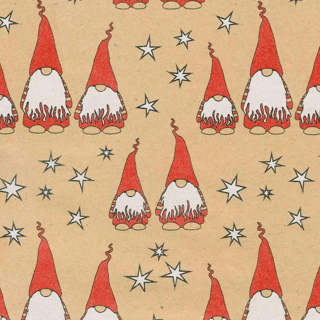 DecoWoerner Papel De Regalo|Go Green - Envoltorio Para Regalo Ecológico>Papel Kraft Reciclado Con Amigo Invisible Rojo Y Estrellas Blancas - Bobina De Papel De Regalo De 50 M