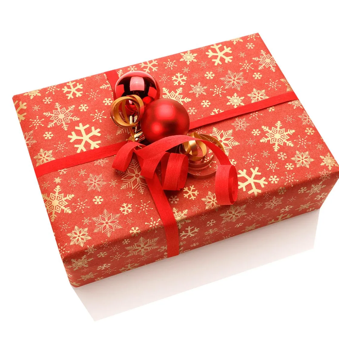 DecoWoerner Papel De Regalo|Go Green - Envoltorio Para Regalo Ecológico>Papel Kraft Reciclado Con Copos De Nieve Dorados - Bobina De Papel De Regalo Sostenible De 50 M