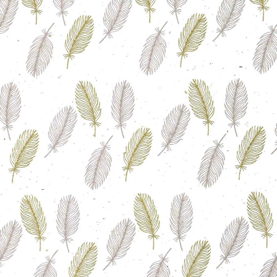 DecoWoerner Papel De Regalo|Go Green - Envoltorio Para Regalo Ecológico>Papel Kraft Sostenible De Remolacha Azucarera Con Plumas En Color Rosado Y Dorado - Rollo De Papel De Regalo De 50 M