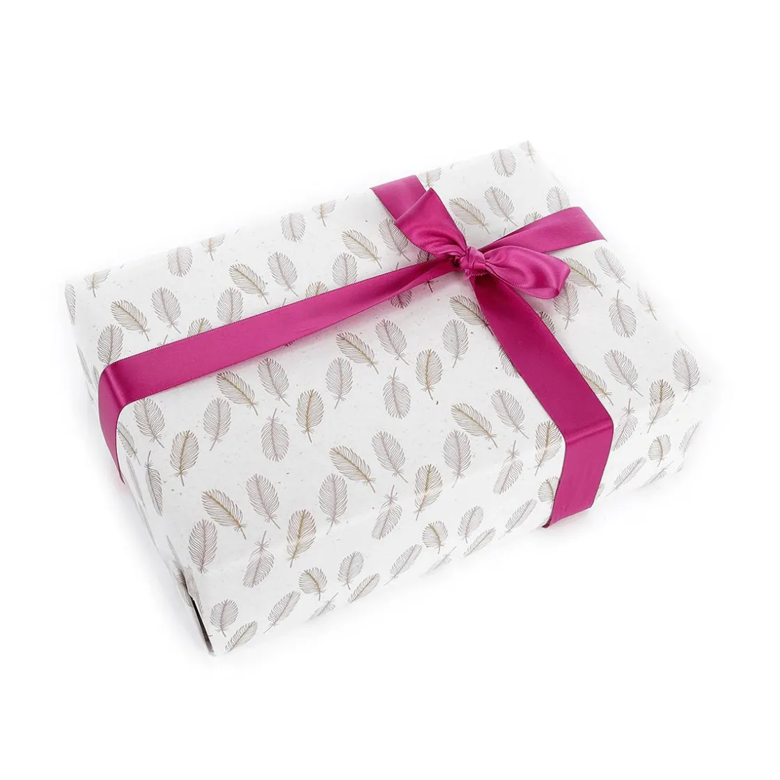 DecoWoerner Papel De Regalo|Go Green - Envoltorio Para Regalo Ecológico>Papel Kraft Sostenible De Remolacha Azucarera Con Plumas En Color Rosado Y Dorado - Rollo De Papel De Regalo De 50 M