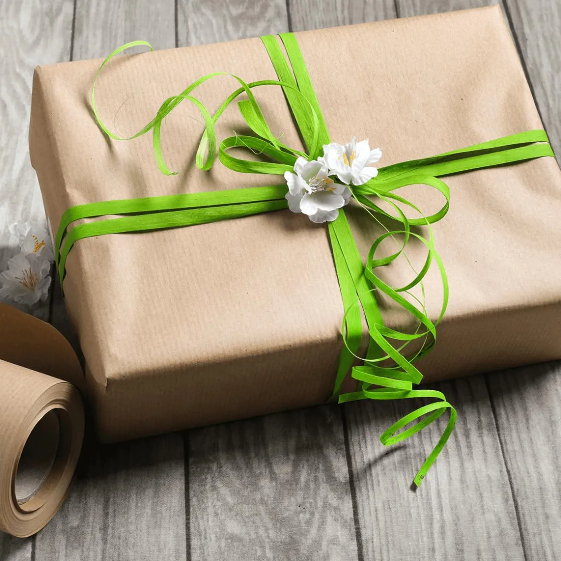 DecoWoerner Go Green - Envoltorio Para Regalo Ecológico>Paquete Económico Go Green Caja De Regalo Con Cinta De Yute Blanca Y Marrón
