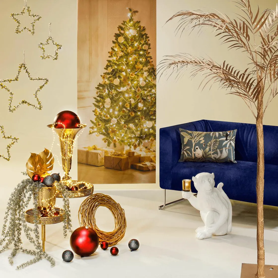 DecoWoerner Decoración De Invierno|Plantas Colgantes>Percha De Alerce Con Escarcha 122 Cm