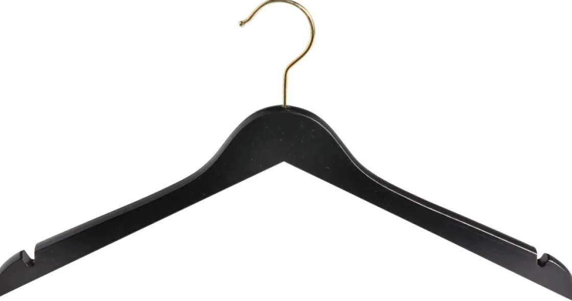 DecoWoerner Perchas>Percha De Madera Con Muescas, /latón, 44 Cm