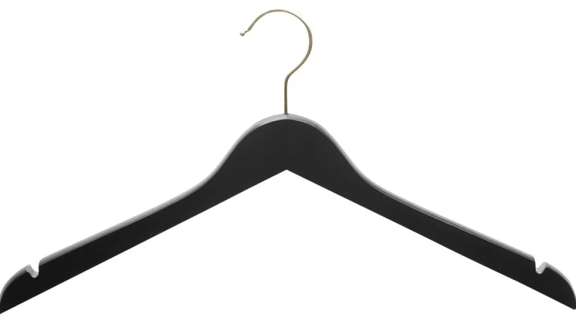 DecoWoerner Perchas>Percha De Madera Con Muescas, /latón, 44 Cm