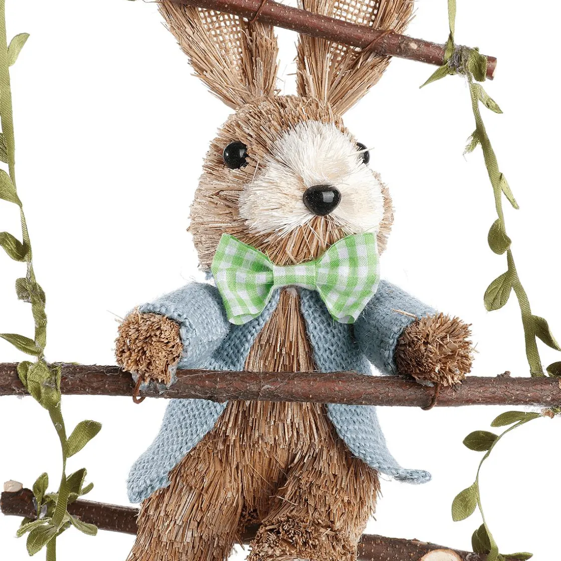 DecoWoerner Decoración De Animales|Decoración De Pascua>Percha Decorativa "Conejitos En Escalera De Madera", 120 Cm De Largo