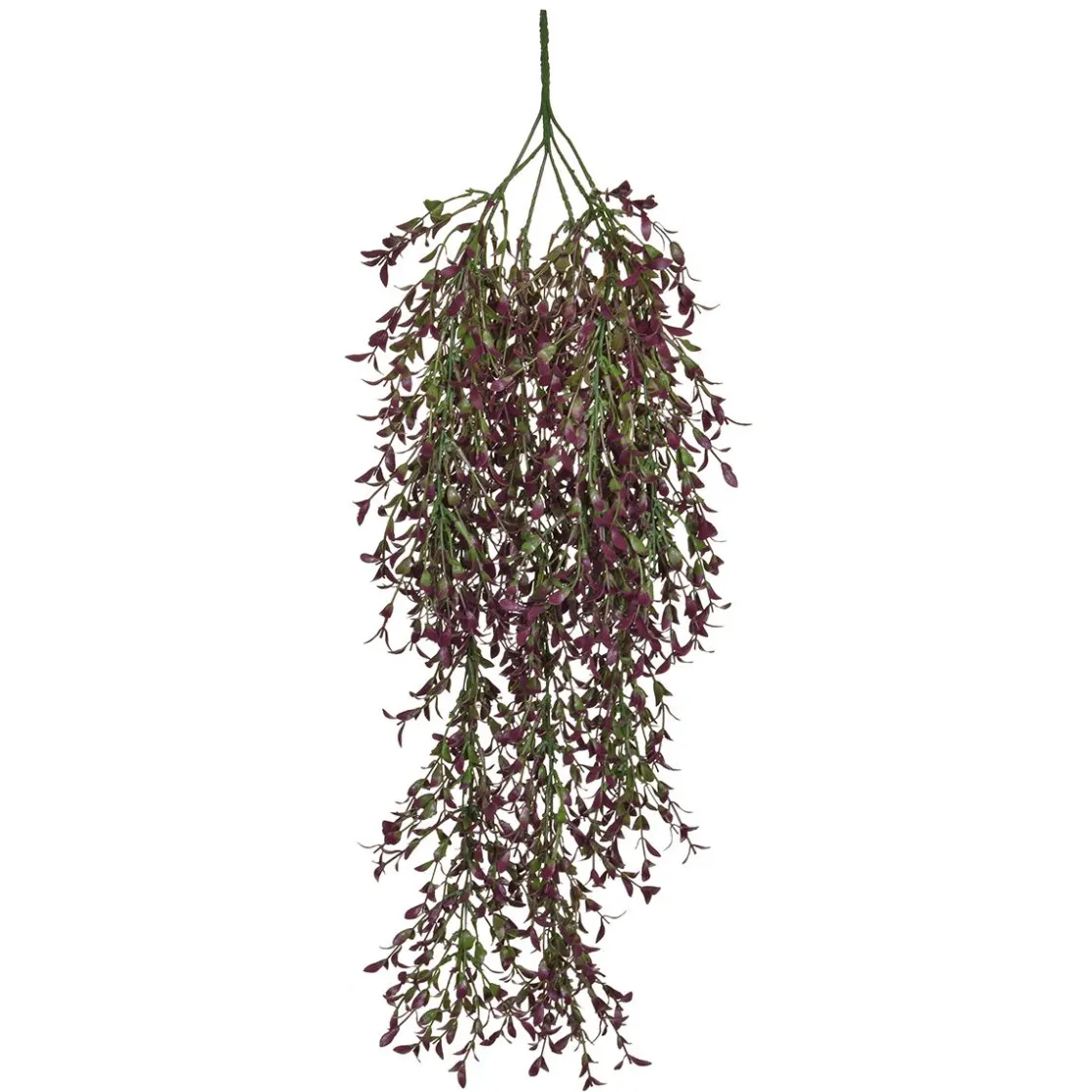 DecoWoerner Plantas Colgantes|Plantas Artificiales Ignífugas>Percha Níspero Purpurina Ignífuga Púrpura - Verde 85 Cm B1