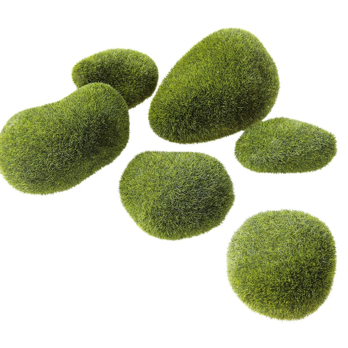 DecoWoerner Decoración Dispersa>Piedras Decorativas Con Musgo, 6 Piezas