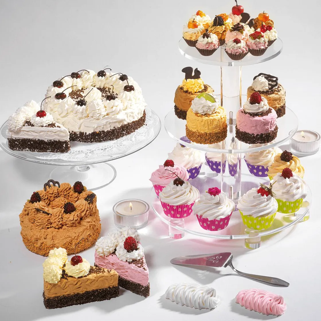 DecoWoerner Chocolate Y Helados|Pan Y Pastel>Piezas De Tarta De Chocolate, Juego De 2 Muñecos De Comida De 12 Cm