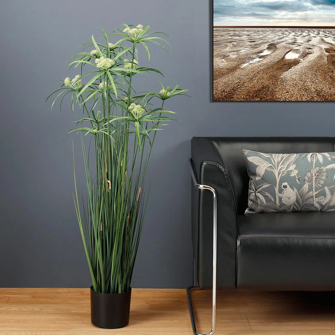 DecoWoerner Hierba Decorativa>Planta De Papiro Artificial En Maceta De 120 Cm