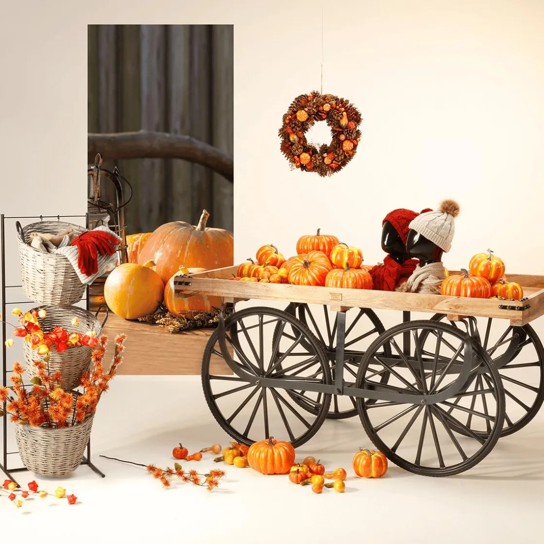DecoWoerner Decoración De Otoño|Ramas Y Ramitas>Rama Artificial De Physalis, 80 Cm