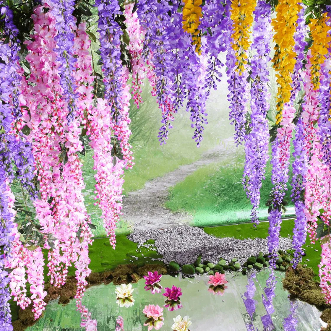 DecoWoerner Decoración De Primavera|Ramas Y Ramitas>Rama Artificial Wisteria Laburnum, 140 Cm, Violeta