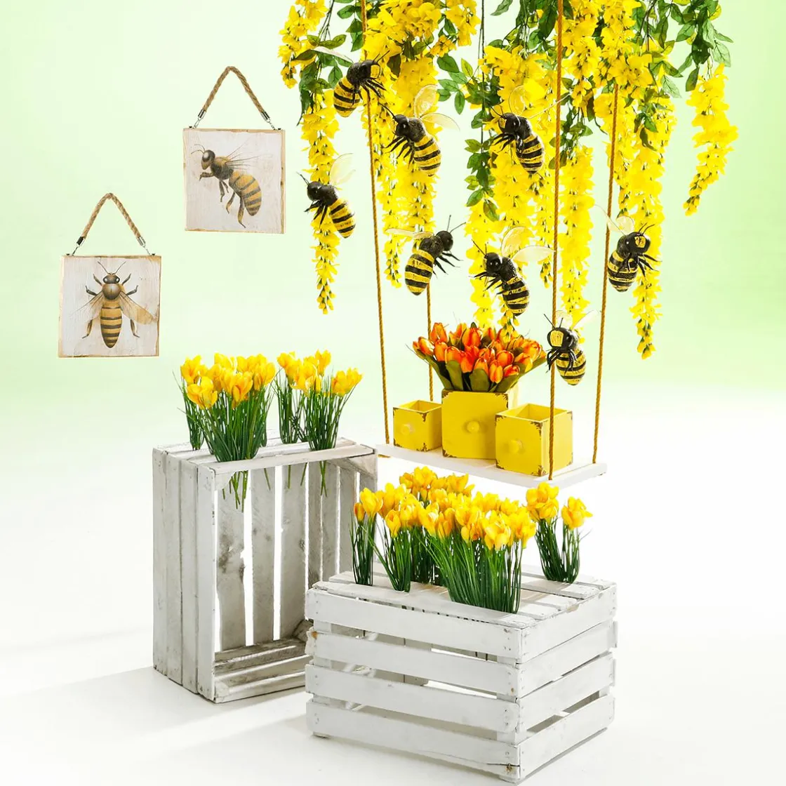DecoWoerner Ramas Y Ramitas|Decoración De Primavera>Rama Artificial Wisteria Laburnum, 140 Cm,