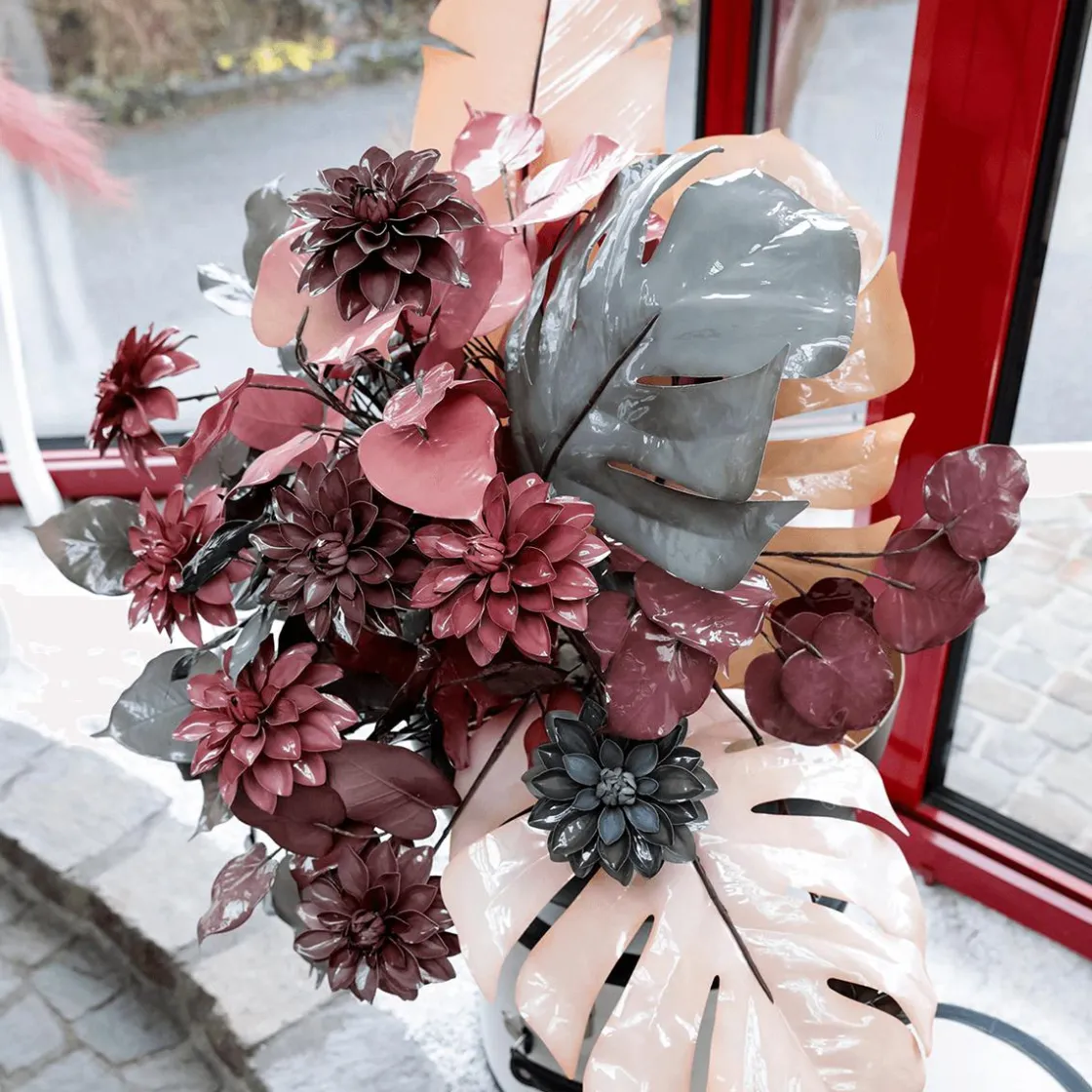 DecoWoerner Decoración De Otoño>Rama Con Fronda Artificial 60 Cm Burdeos