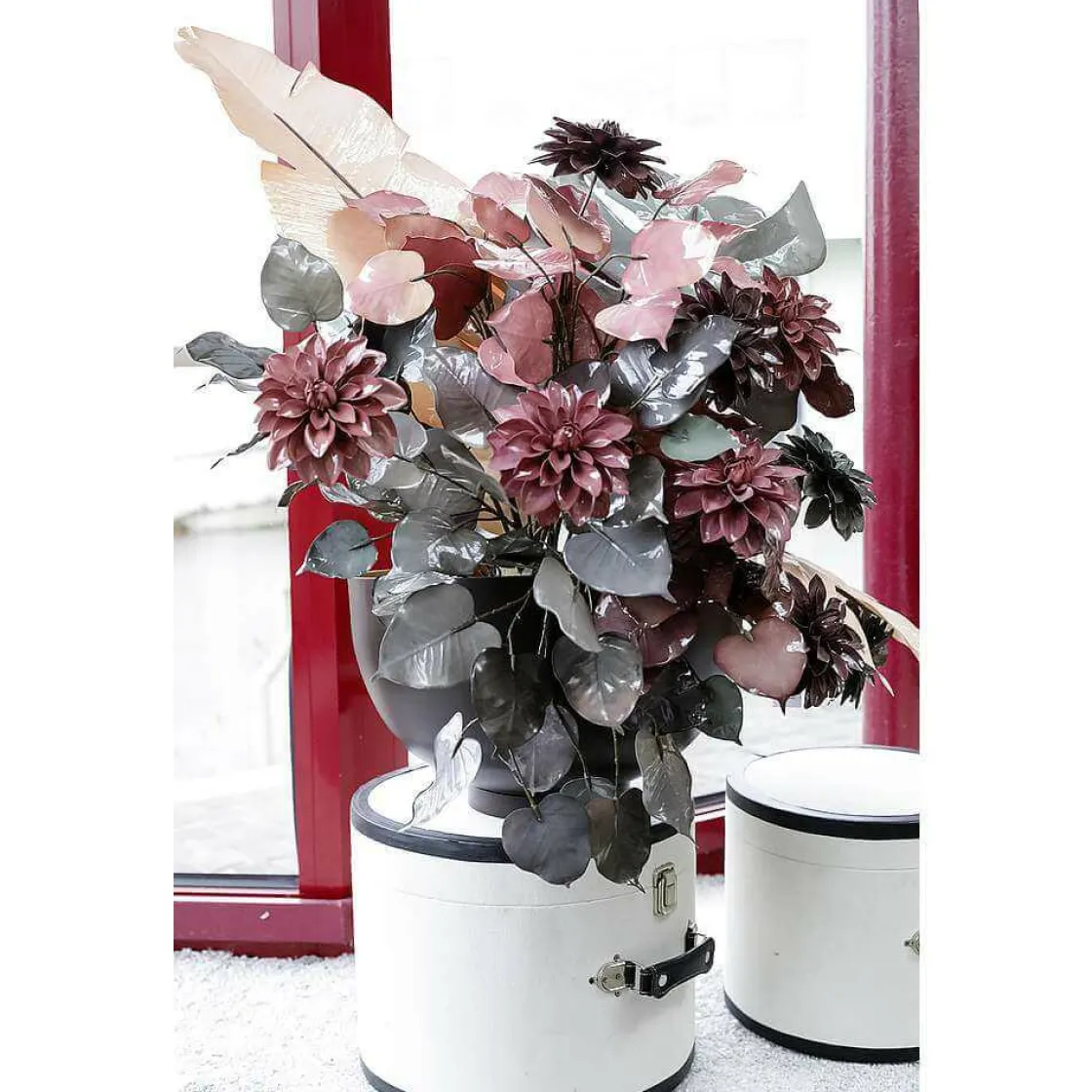 DecoWoerner Decoración De Otoño>Rama Con Fronda Artificial 60 Cm Rosado