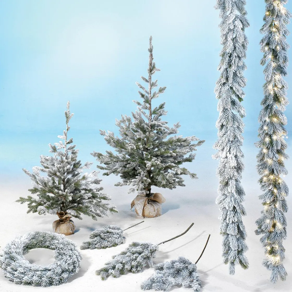 DecoWoerner Ramas Y Ramitas|Árboles De Mesa Y Ramas De Abeto>Rama De Abeto Artificial Con Nieve, Longitud 110 Cm