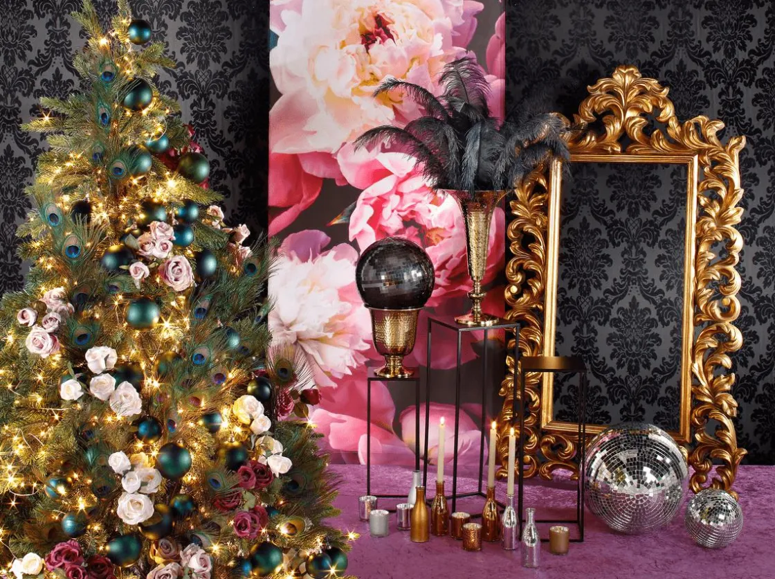 DecoWoerner Decoración Temática|Flores Artificiales>Rama De Rosa Artificial, 73 Cm, Color Púrpura