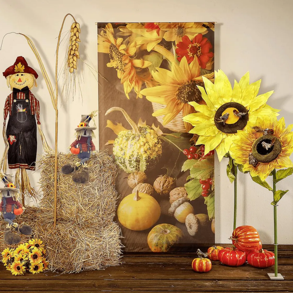 DecoWoerner Decoración De Otoño|Ramos Y Coronas De Flores>Ramo De Girasoles, Altura 45 Cm