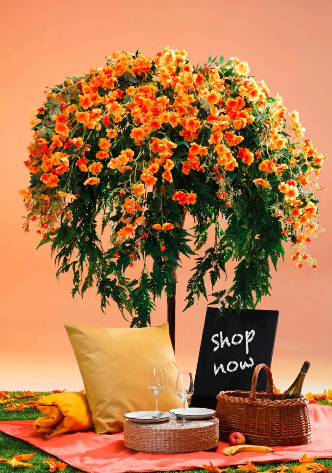 DecoWoerner Decoración De Otoño|Decoración De Verano>Árbol De Helechos De Flor 190cm