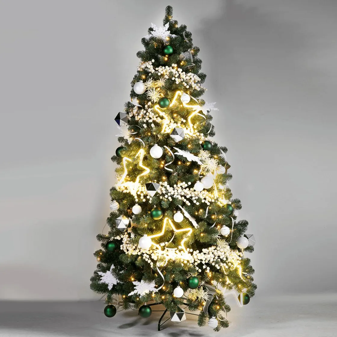 DecoWoerner Árboles De Navidad Artificiales>Árbol De Navidad Artificial Abeto Plateado Con LED 180 Cm