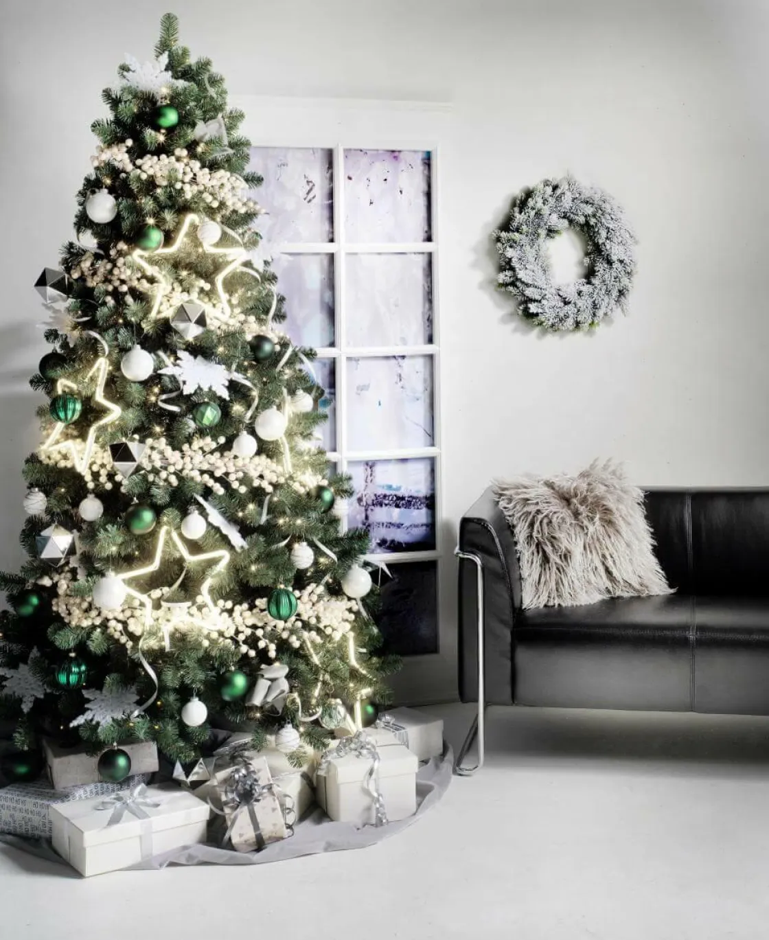 DecoWoerner Árboles De Navidad Artificiales>Árbol De Navidad Artificial Abeto Plateado Con LED 180 Cm