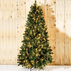 DecoWoerner Árboles De Navidad Artificiales>Árbol De Navidad Artificial Abeto Plateado Con LED 210 Cm