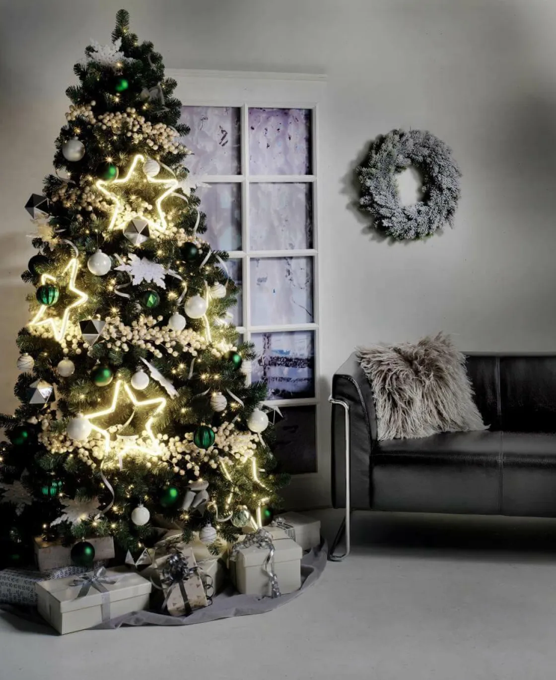 DecoWoerner Árboles De Navidad Artificiales>Árbol De Navidad Artificial Abeto Plateado Con LED 210 Cm
