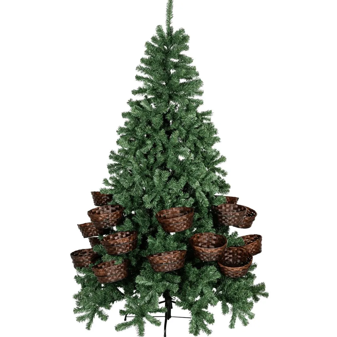 DecoWoerner Árboles De Navidad Artificiales>Árbol De Navidad Artificial Con 20 Cestas Para Regalos Y Mercancías 195 Cm