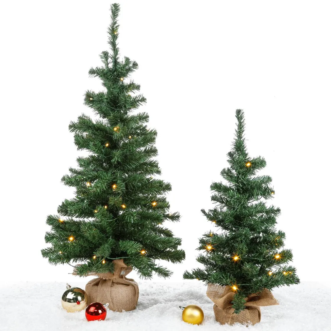 DecoWoerner Árboles De Mesa Y Ramas De Abeto>Árbol De Navidad Deco Con LED Y Bolsa De Yute 60 Cm