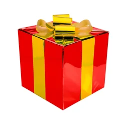 DecoWoerner Figuras De Navidad>Regalo De Navidad 30 Cm Con Lazo Dorado