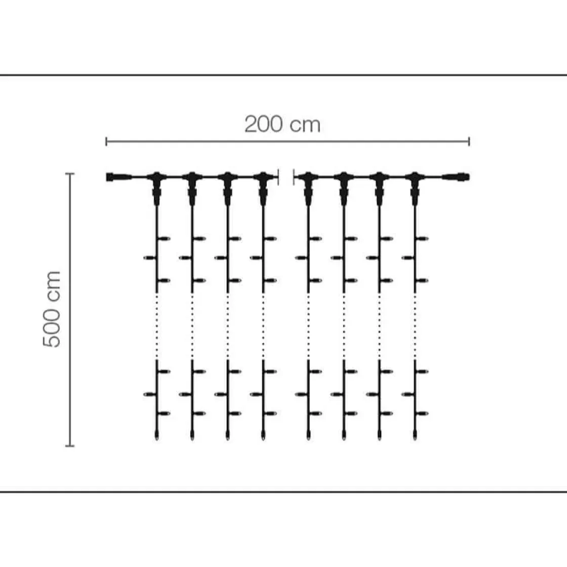 DecoWoerner Luces De Navidad>Sistema De Cortina De Luz LED Profesional IP67, 500 Cm Sin Cable De Alimentación, Negro