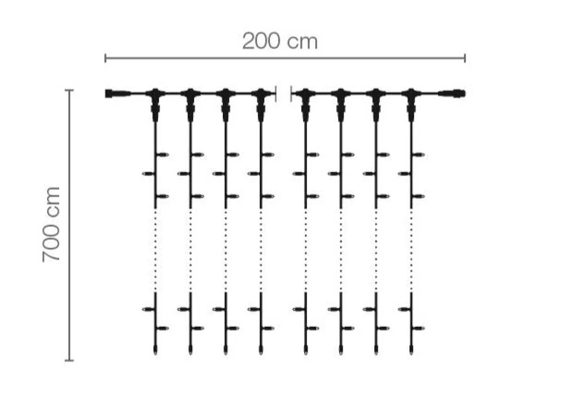 DecoWoerner Luces De Navidad>Sistema De Cortina De Luz LED Profesional IP67, 700 Cm Sin Cable De Alimentación, Negro