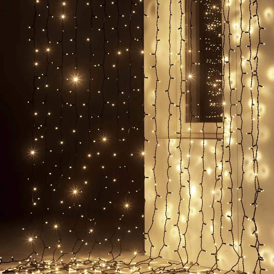 DecoWoerner Luces De Navidad>Sistema Profesional De Cortina De Luz LED IP67, 300 Cm Sin Cable De Alimentación,