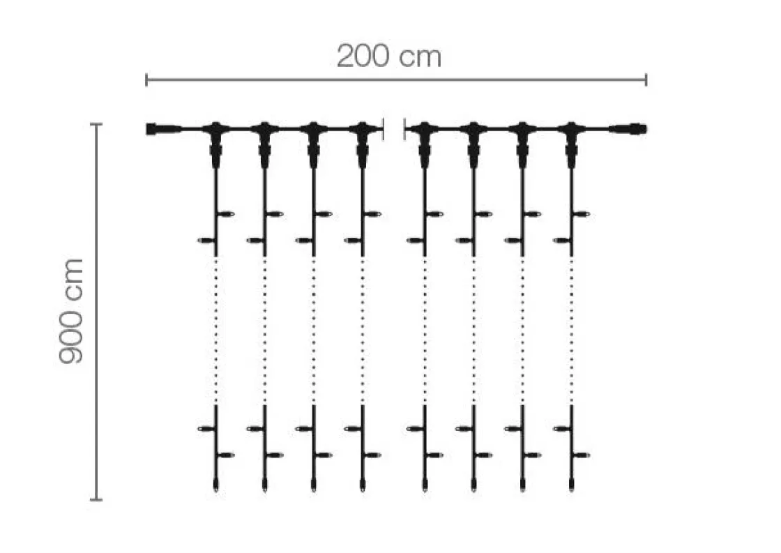 DecoWoerner Luces De Navidad>Sistema Profesional De Cortina De Luz LED IP67, 900 Cm Sin Cable De Alimentación, Negro
