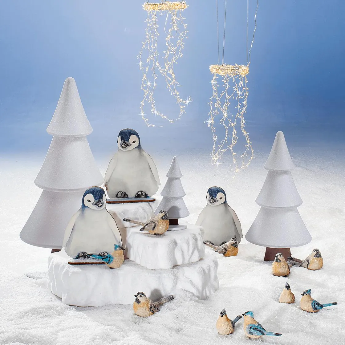 DecoWoerner Decoración De Invierno|Figuras De Navidad>Soporte De Abeto De Nieve Con Purpurina 34 X 69 Cm Plata