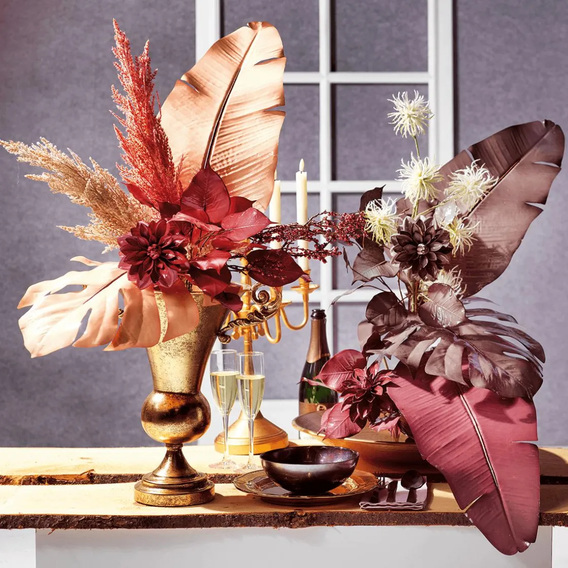 DecoWoerner Decoración De Otoño>Strelitzia Artificial 108 Cm Gris