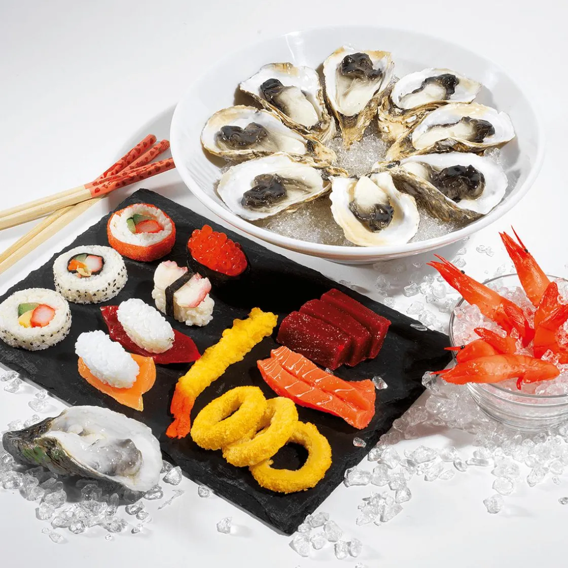 DecoWoerner Platos Y Comida Rápida|Pescados Y Mariscos>Sushi Set Maniquí De Comida, Set 4 Piezas