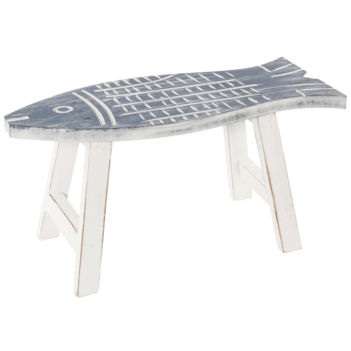 DecoWoerner Decoración Temática|Decoración De Verano>Taburete En Forma De Pez Y Blanco 44 Cm
