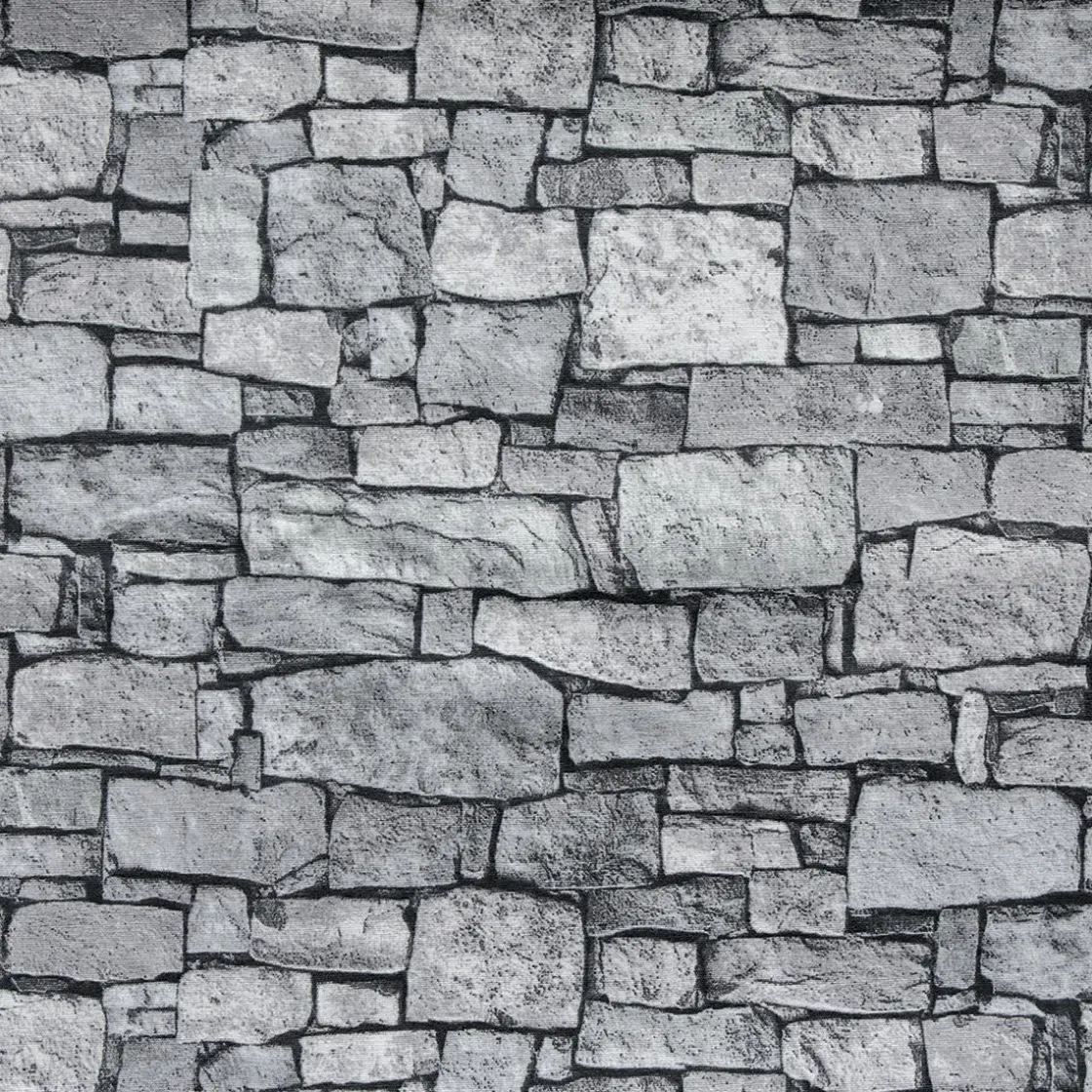 DecoWoerner Telas>Tejido Decorativo "Muro De Piedras", Anchura: 140 Cm