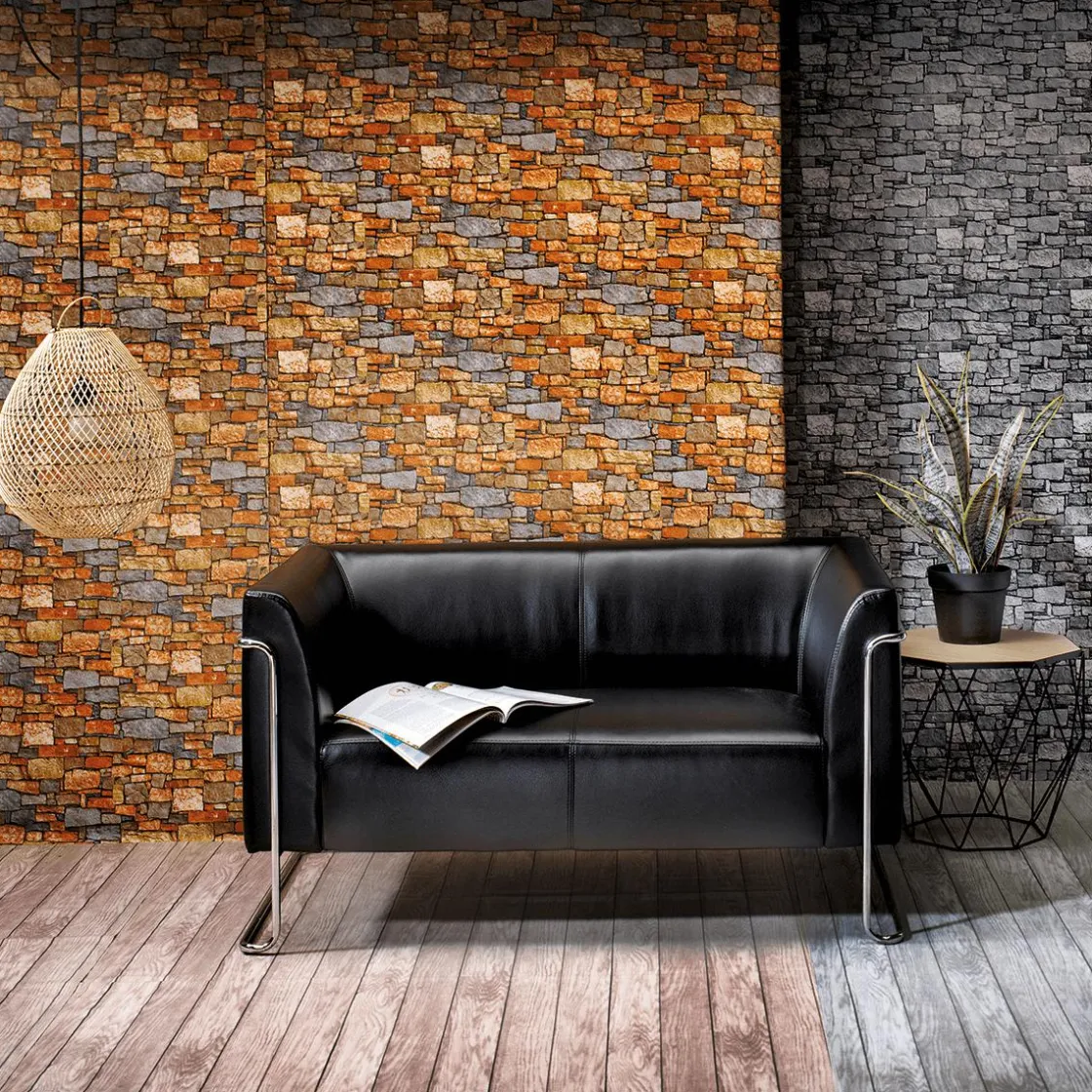 DecoWoerner Telas>Tejido Decorativo "Muro De Piedras", Anchura: 140 Cm