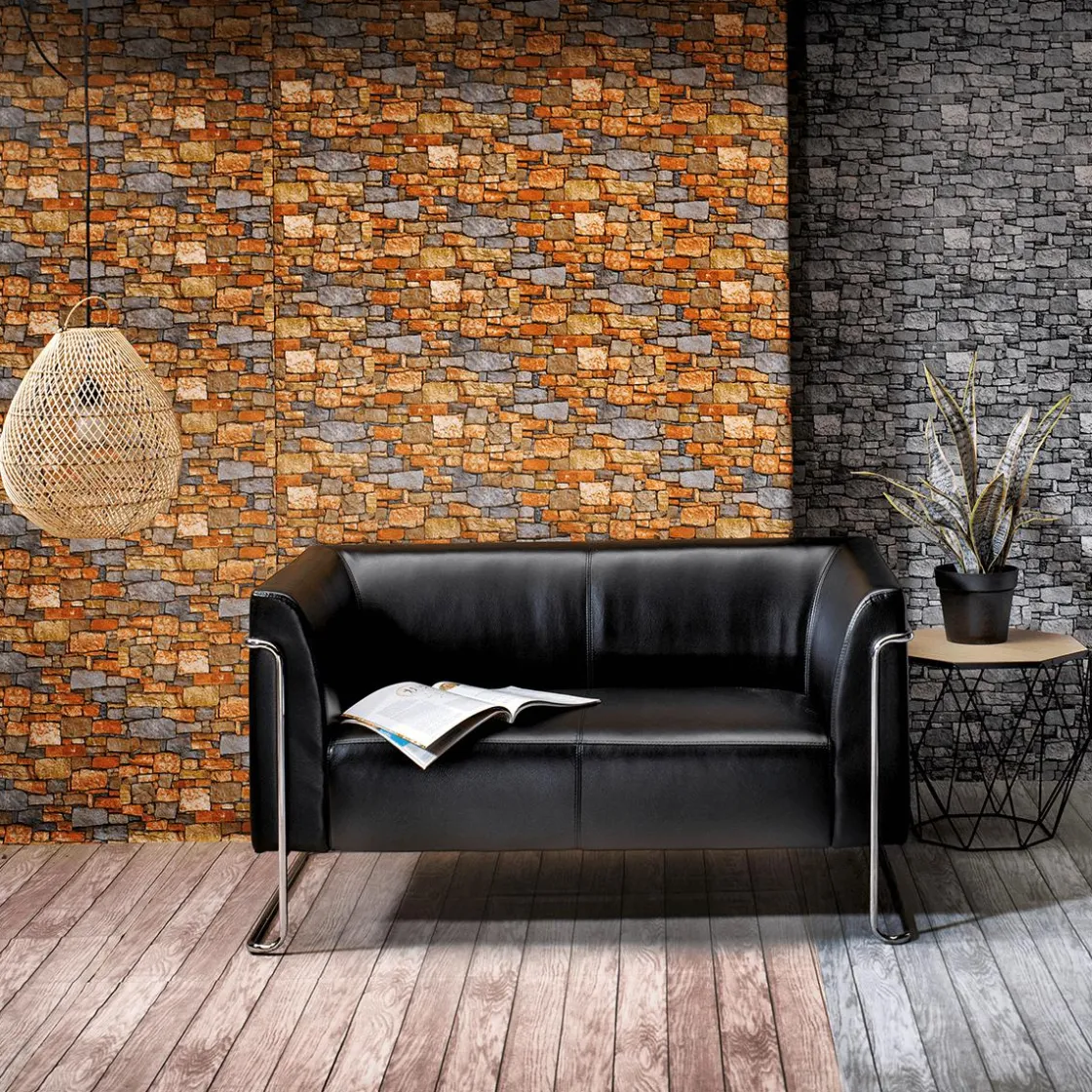 DecoWoerner Telas>Tejido Decorativo "Muro De Listones De Madera", Anchura 140 Cm,