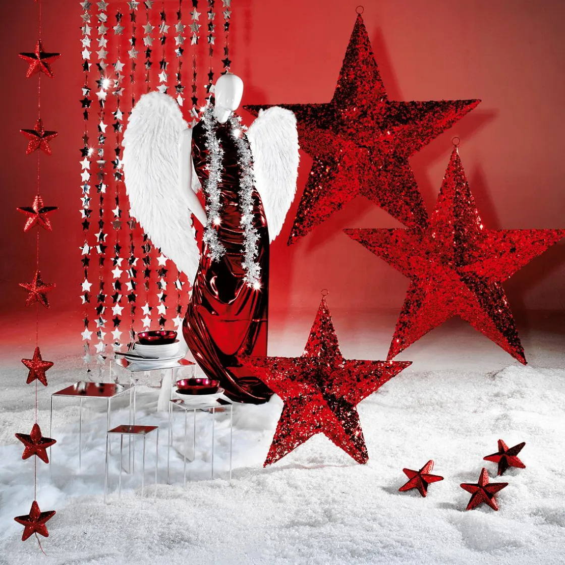 DecoWoerner Telas>Tela Brillante Jersey De Papel De Aluminio Roja, Anchura: 110 Cm